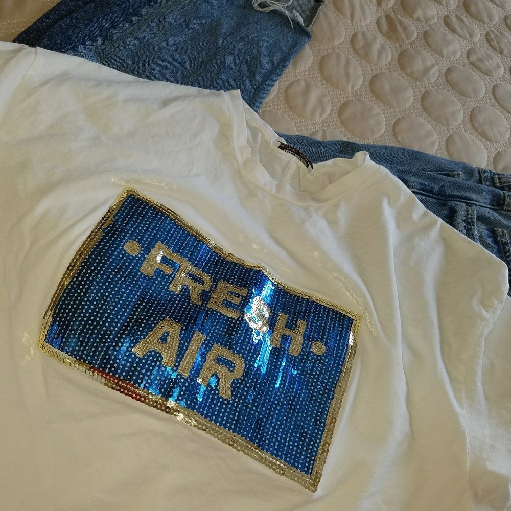 Zara "Fresh Air" Oversized Crop Tee